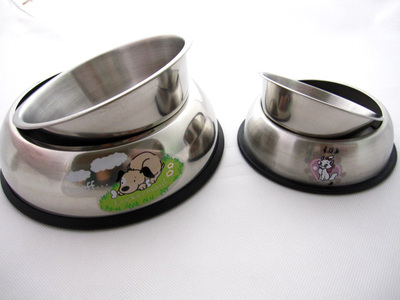 【寵物碗批發 狗碗 防滑狗碗 狗盆 彩色印花加厚不銹鋼可拆單碗】價格,廠家,圖片,寵物食具,常州納華商貿-